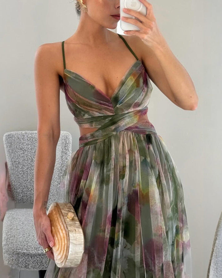 Éléonore | Vestido Longo Floral em Tecido Fluido