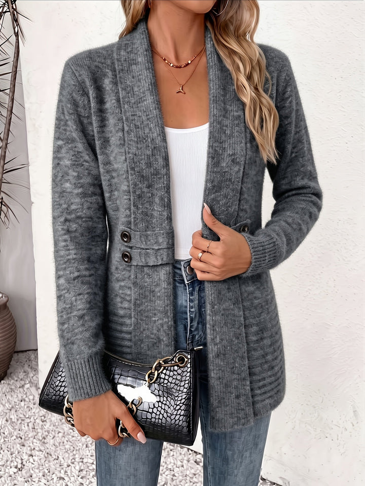 Xalviere | Cardigan Elegante para Senhoras - Frente Aberta & Cintura Ajustada