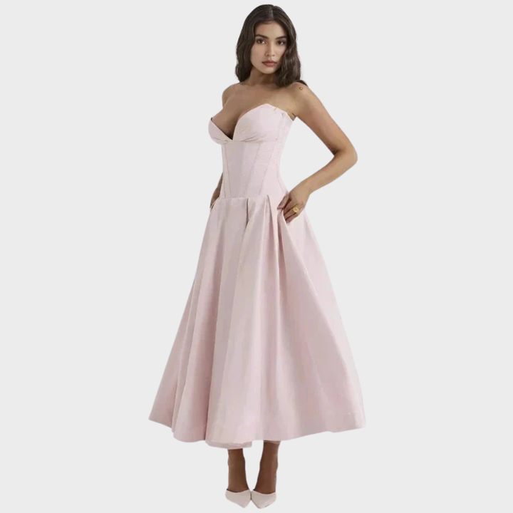 Elegante vestido midi feminino