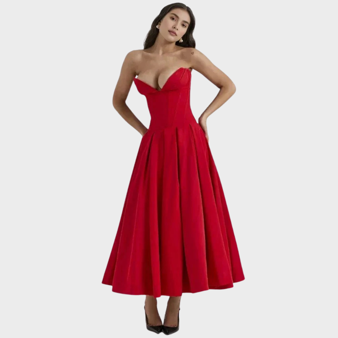 Elegante vestido midi feminino