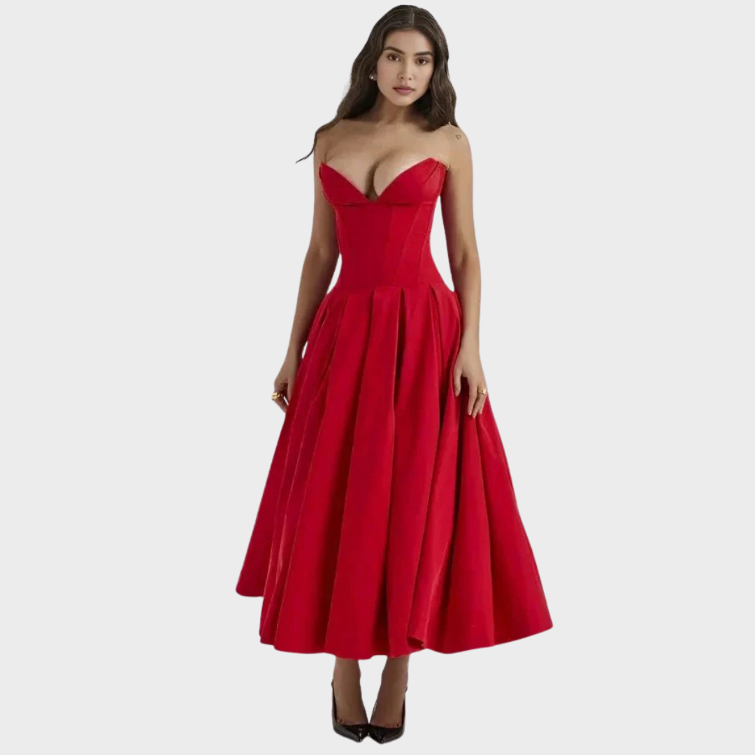 Elegante vestido midi feminino