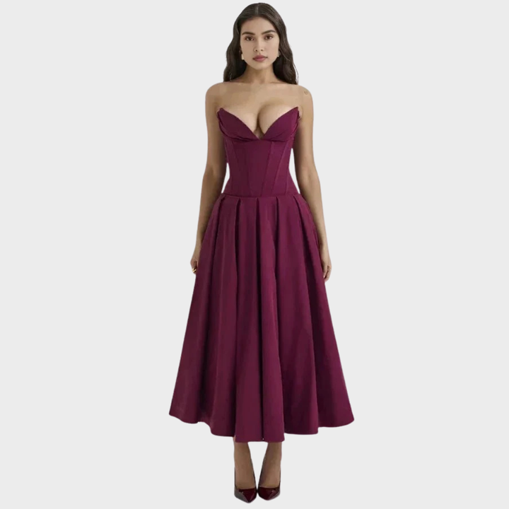 Elegante vestido midi feminino