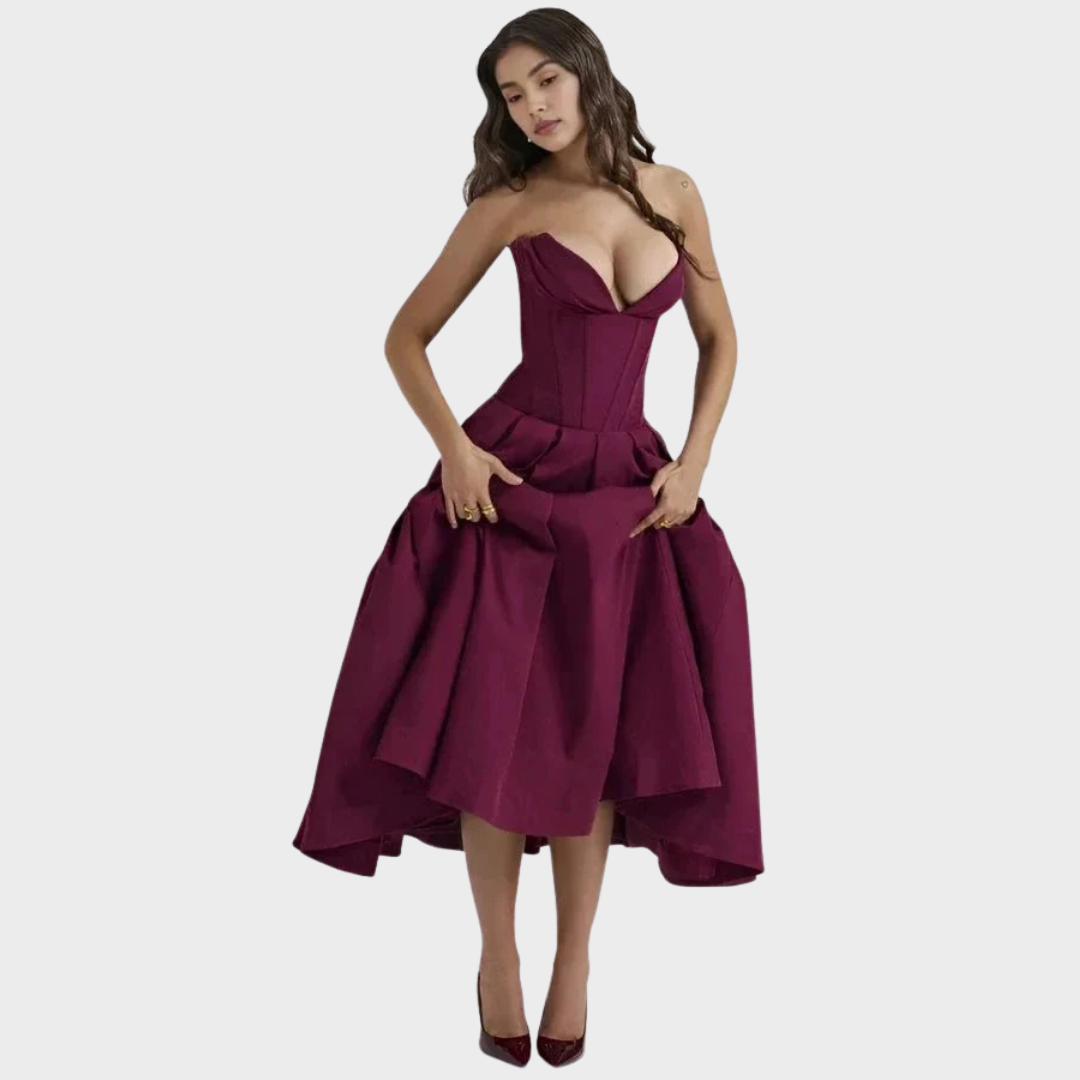 Elegante vestido midi feminino
