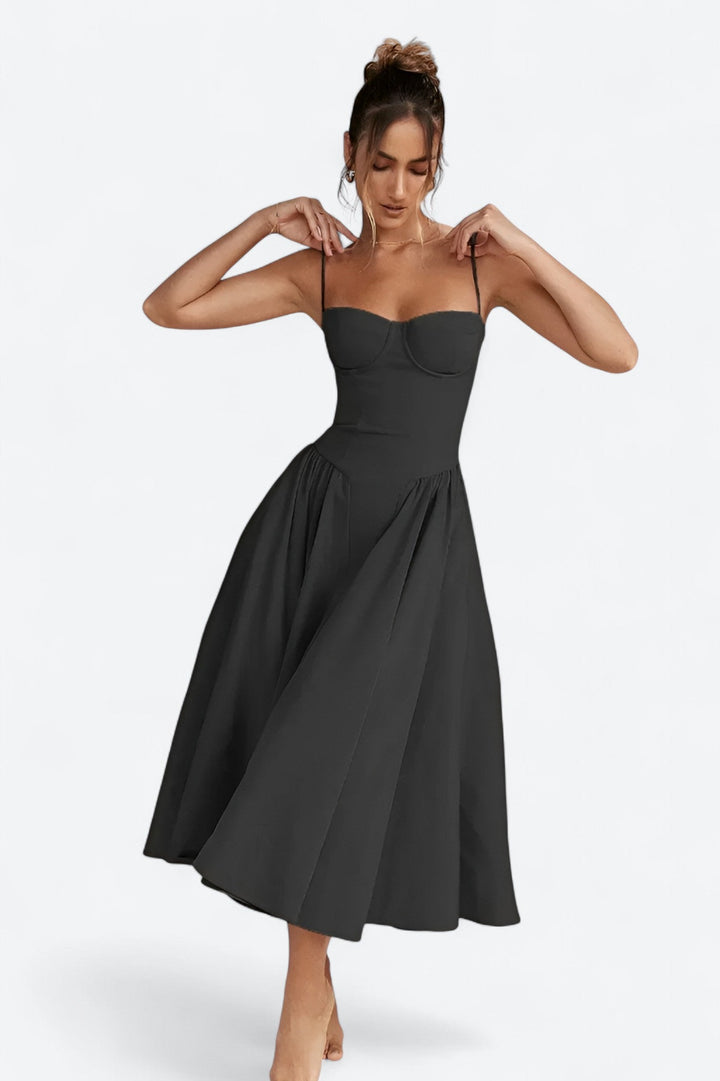 Sigrid | Midi Length Sleeveless Bustier Dress