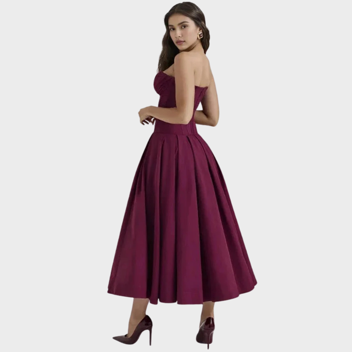 Elegante vestido midi feminino