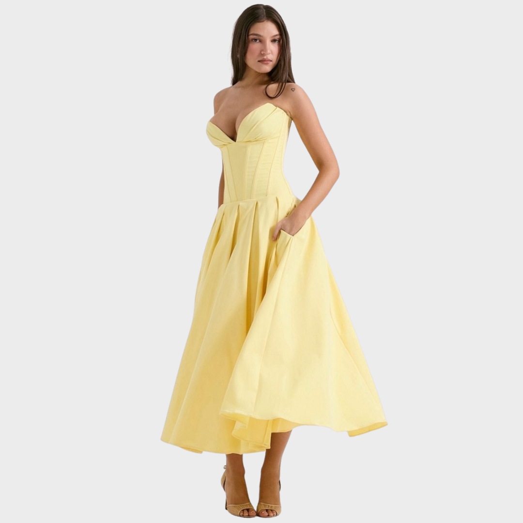 Elegante vestido midi feminino