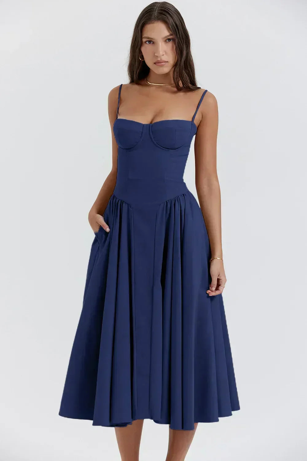 Sigrid | Midi Length Sleeveless Bustier Dress