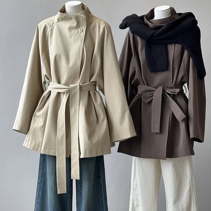 Trench Coat Feminino com Gola Alta