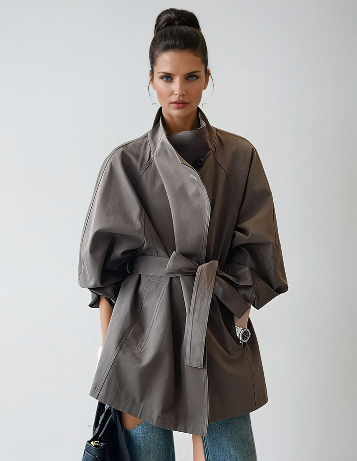Trench Coat Feminino com Gola Alta