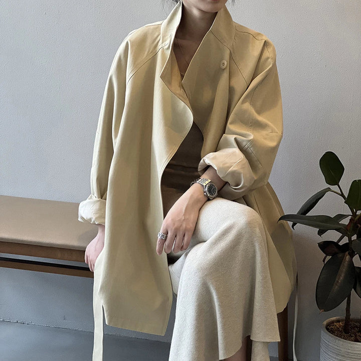 Trench Coat Feminino com Gola Alta