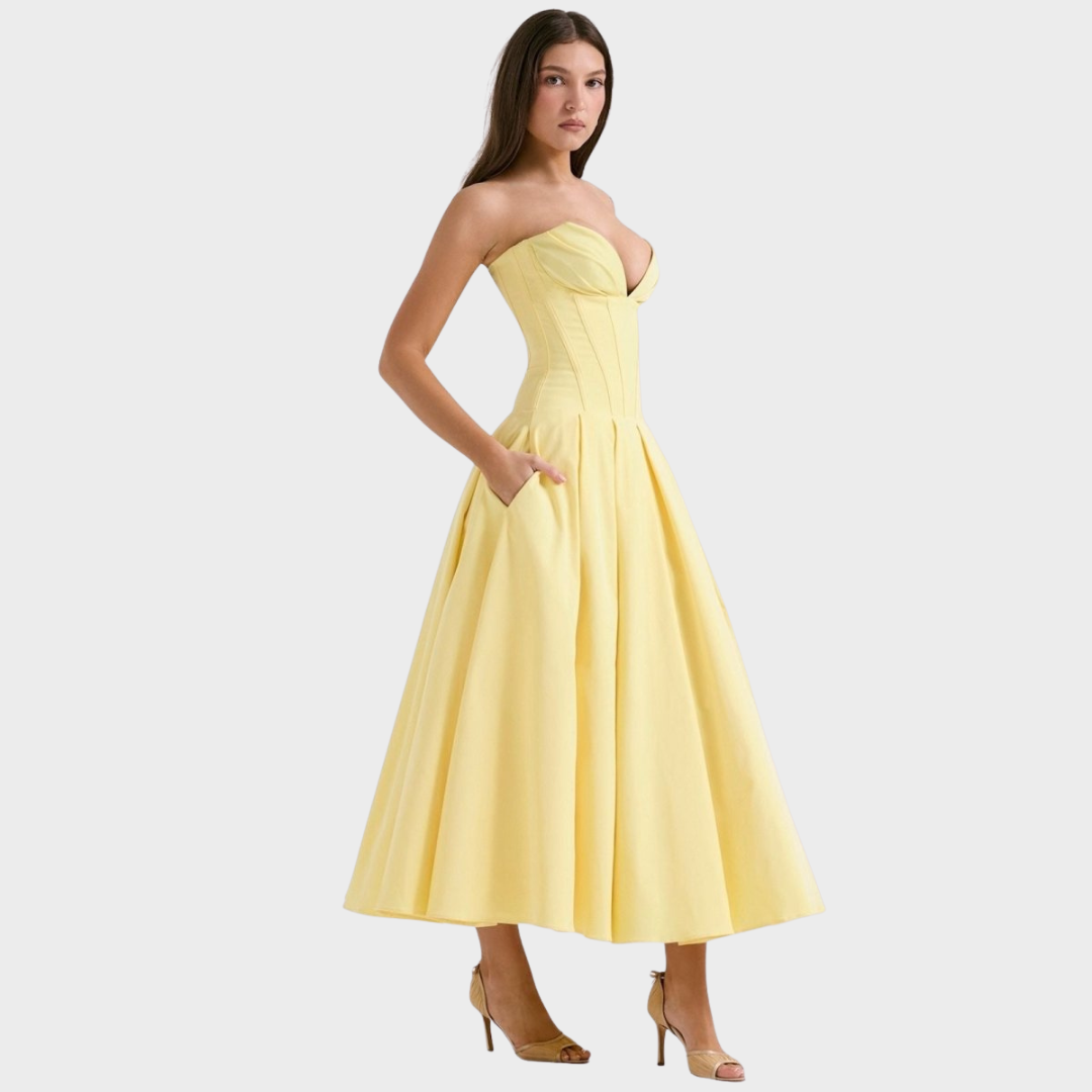 Elegante vestido midi feminino