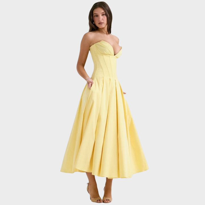 Elegante vestido midi feminino