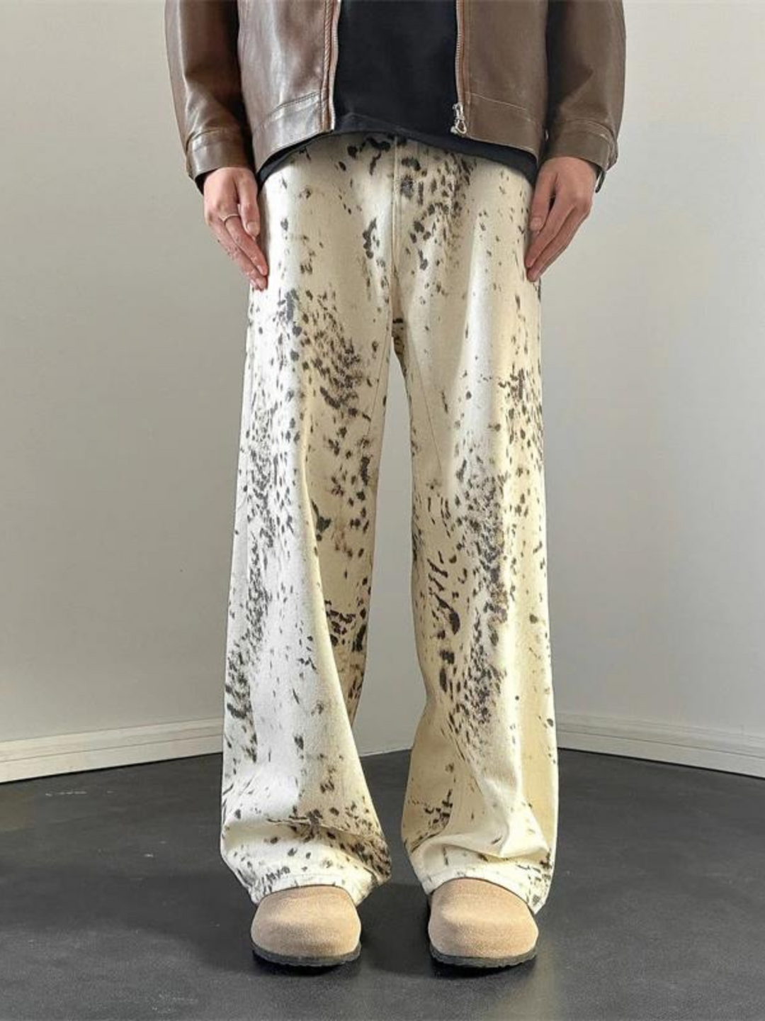 Jeans Vintage com Estampa de Onça