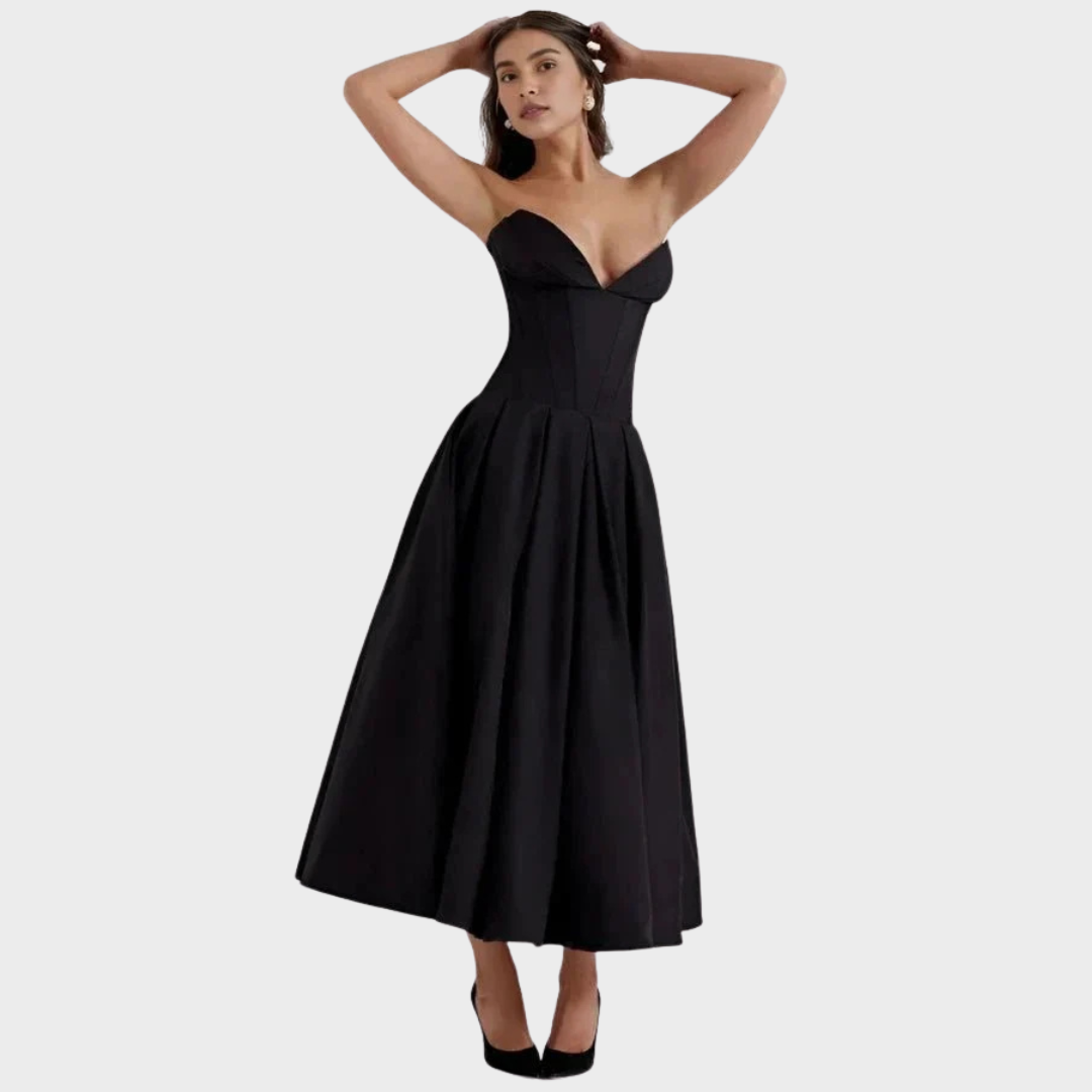 Elegante vestido midi feminino