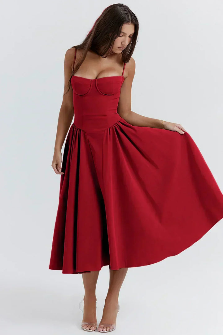 Sigrid | Midi Length Sleeveless Bustier Dress