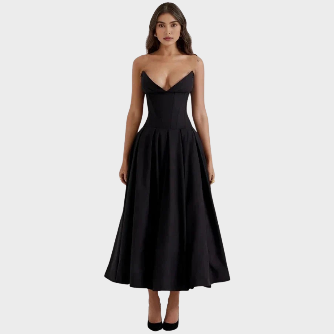 Elegante vestido midi feminino