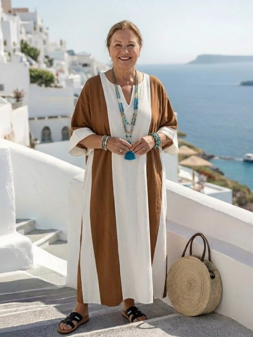 Sarah | Maxi Robe Casual de Mangas Curtas em Duas Cores