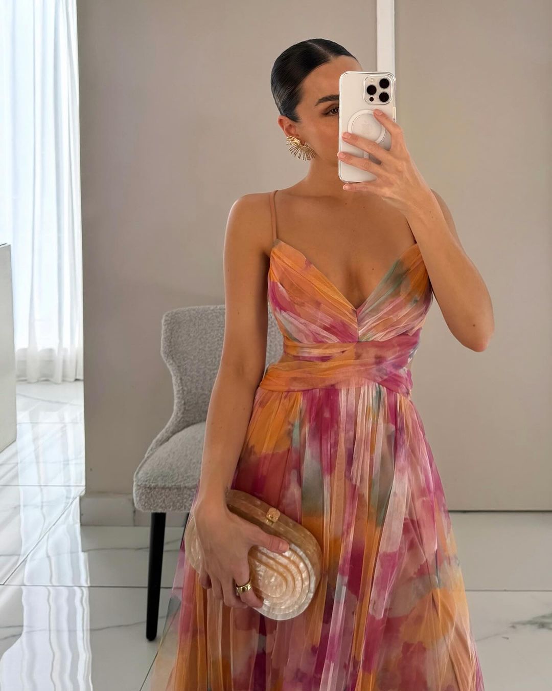 Éléonore | Vestido Longo Floral em Tecido Fluido