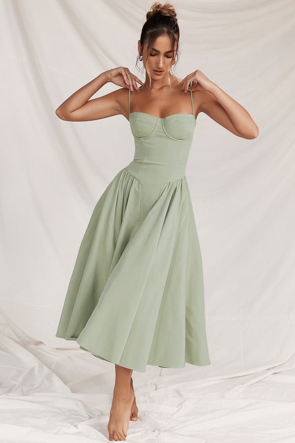 Sigrid | Midi Length Sleeveless Bustier Dress