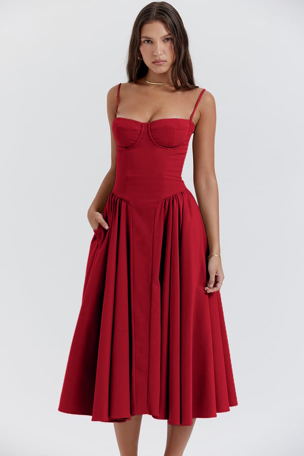 Sigrid | Midi Length Sleeveless Bustier Dress