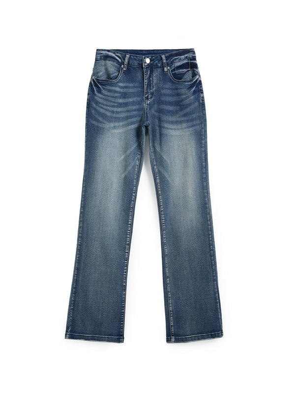 Calças Jeans de Cintura Alta com Corte Amplo