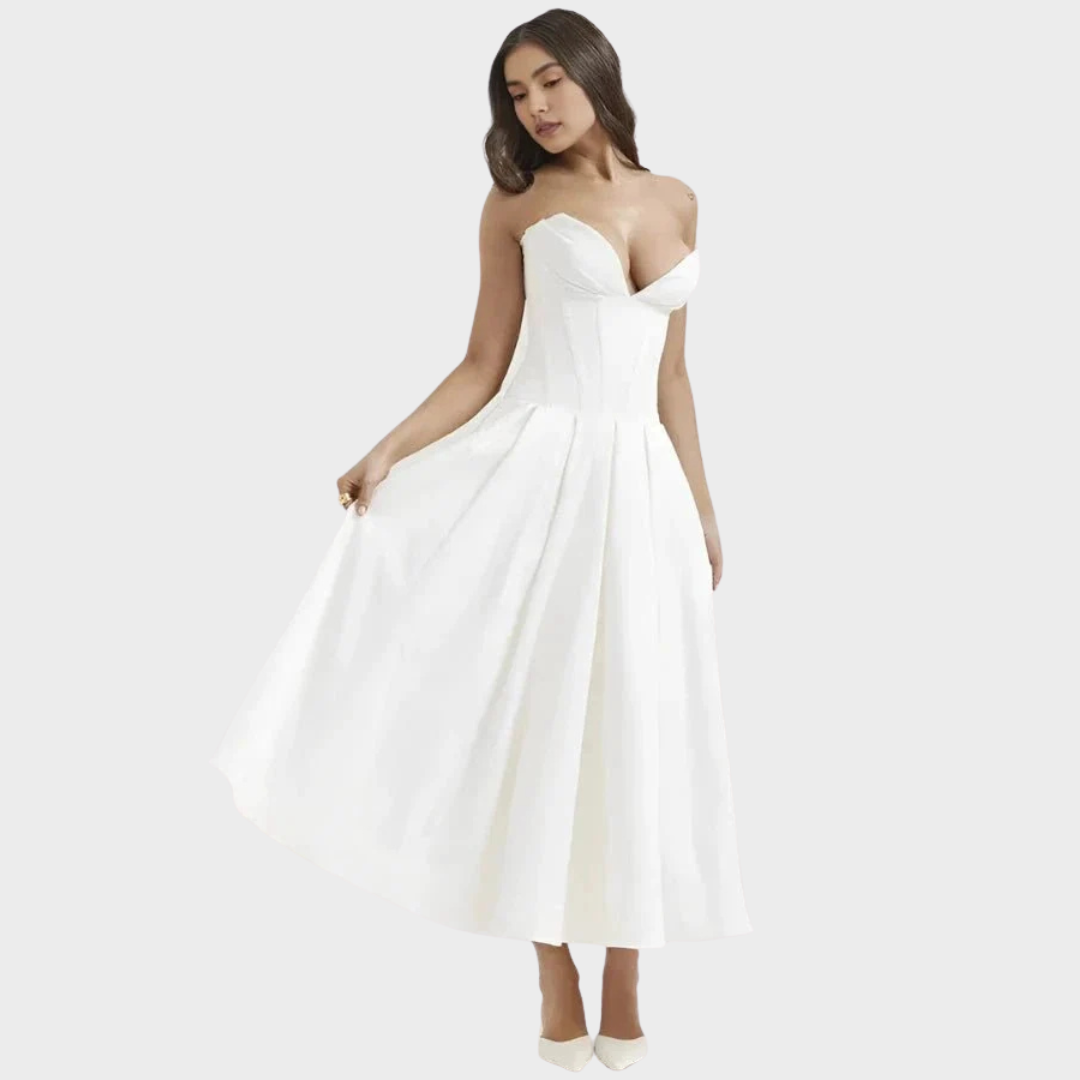 Elegante vestido midi feminino