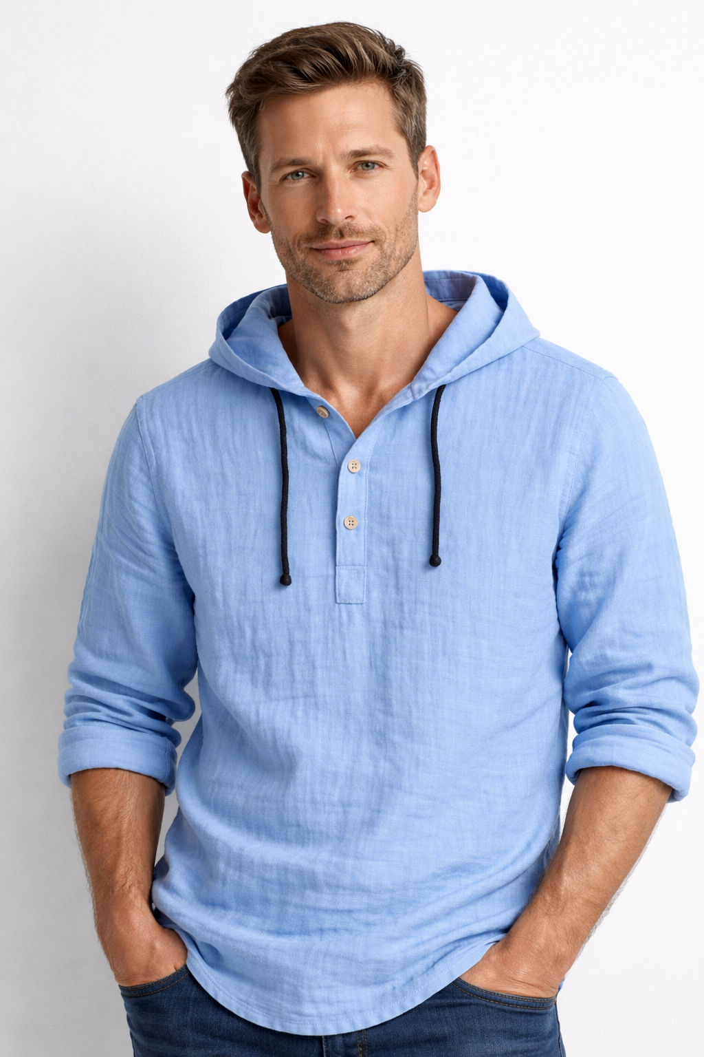 Daniel - Camisa de Linho com Capuz Estiloso