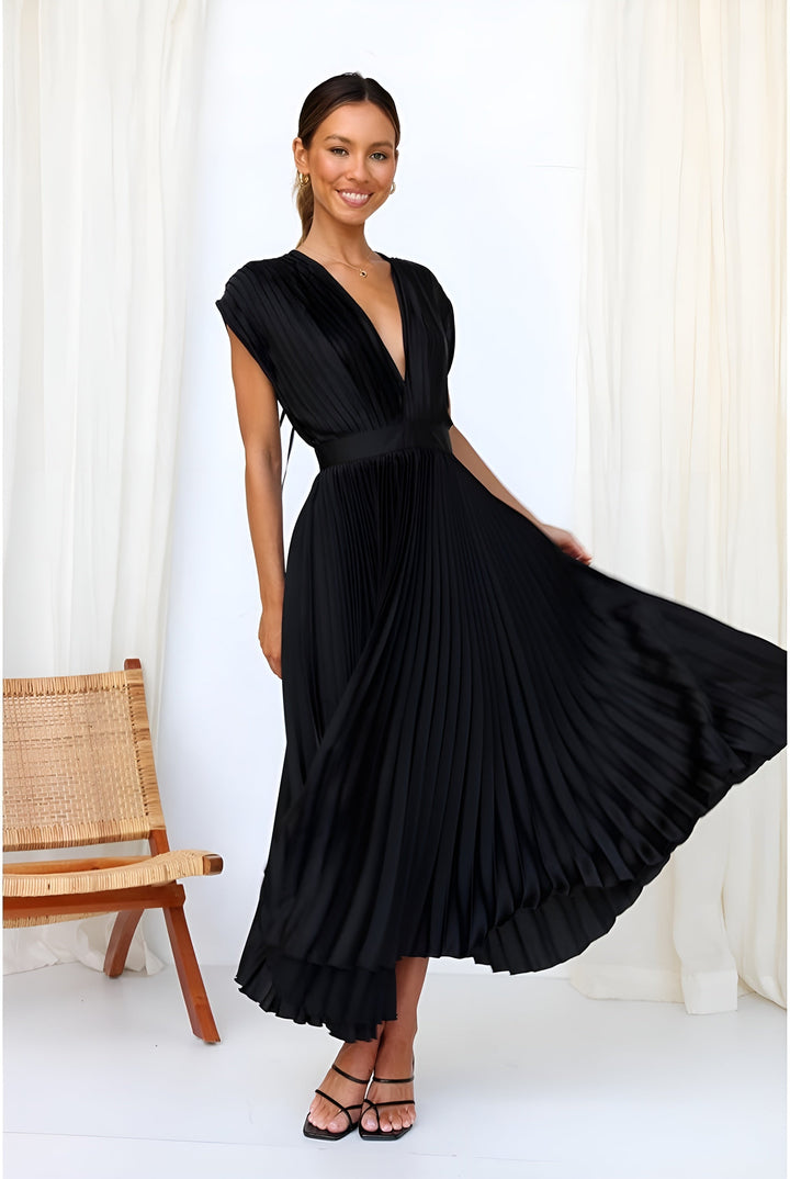 Selina | Vestido Sem Mangas com Pregas e Zíper