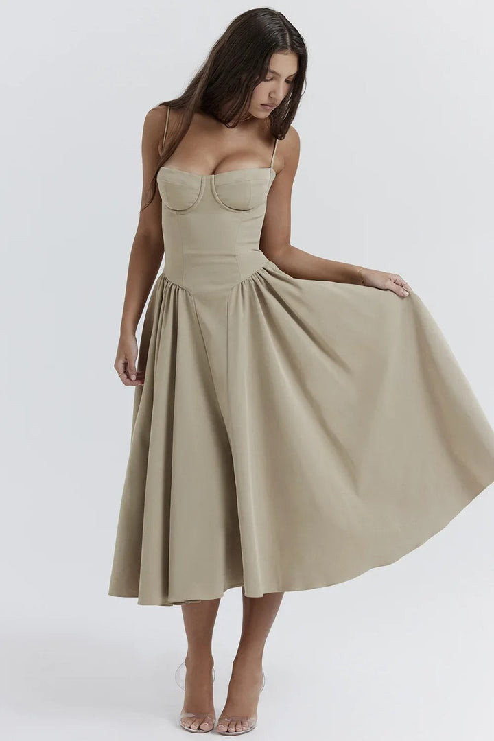 Sigrid | Midi Length Sleeveless Bustier Dress