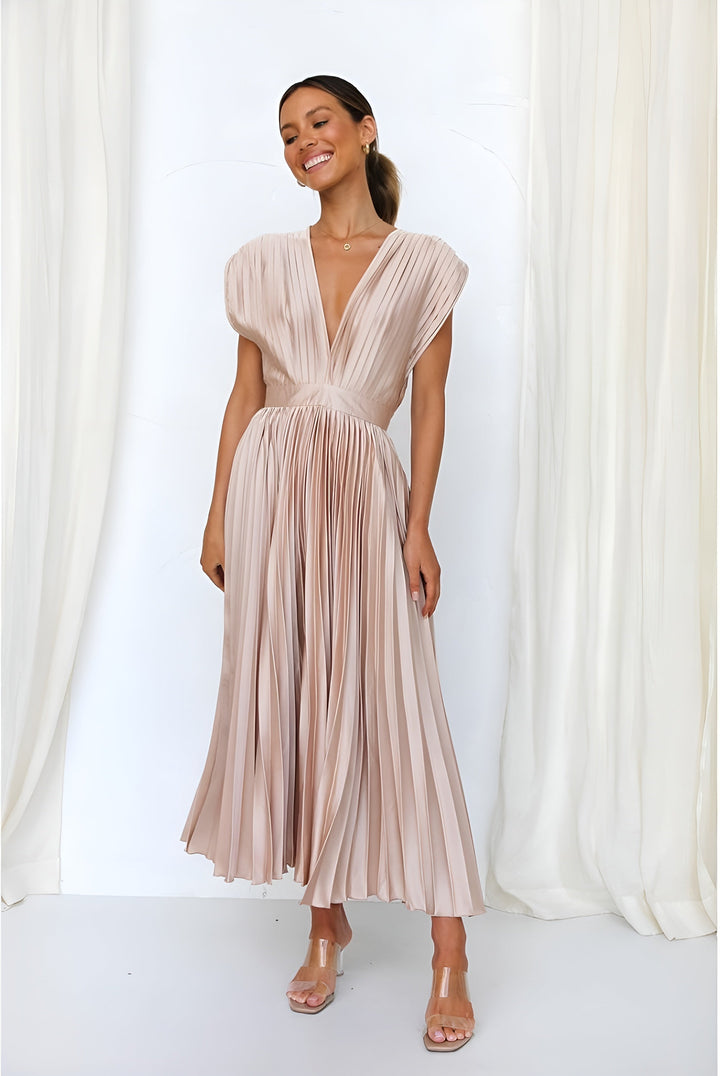 Selina | Vestido Sem Mangas com Pregas e Zíper