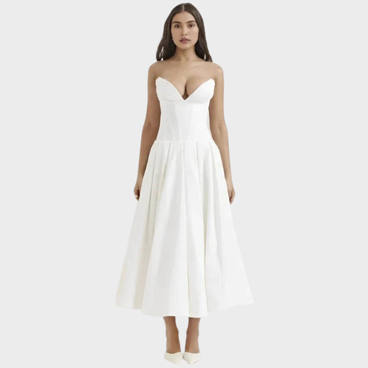 Elegante vestido midi feminino