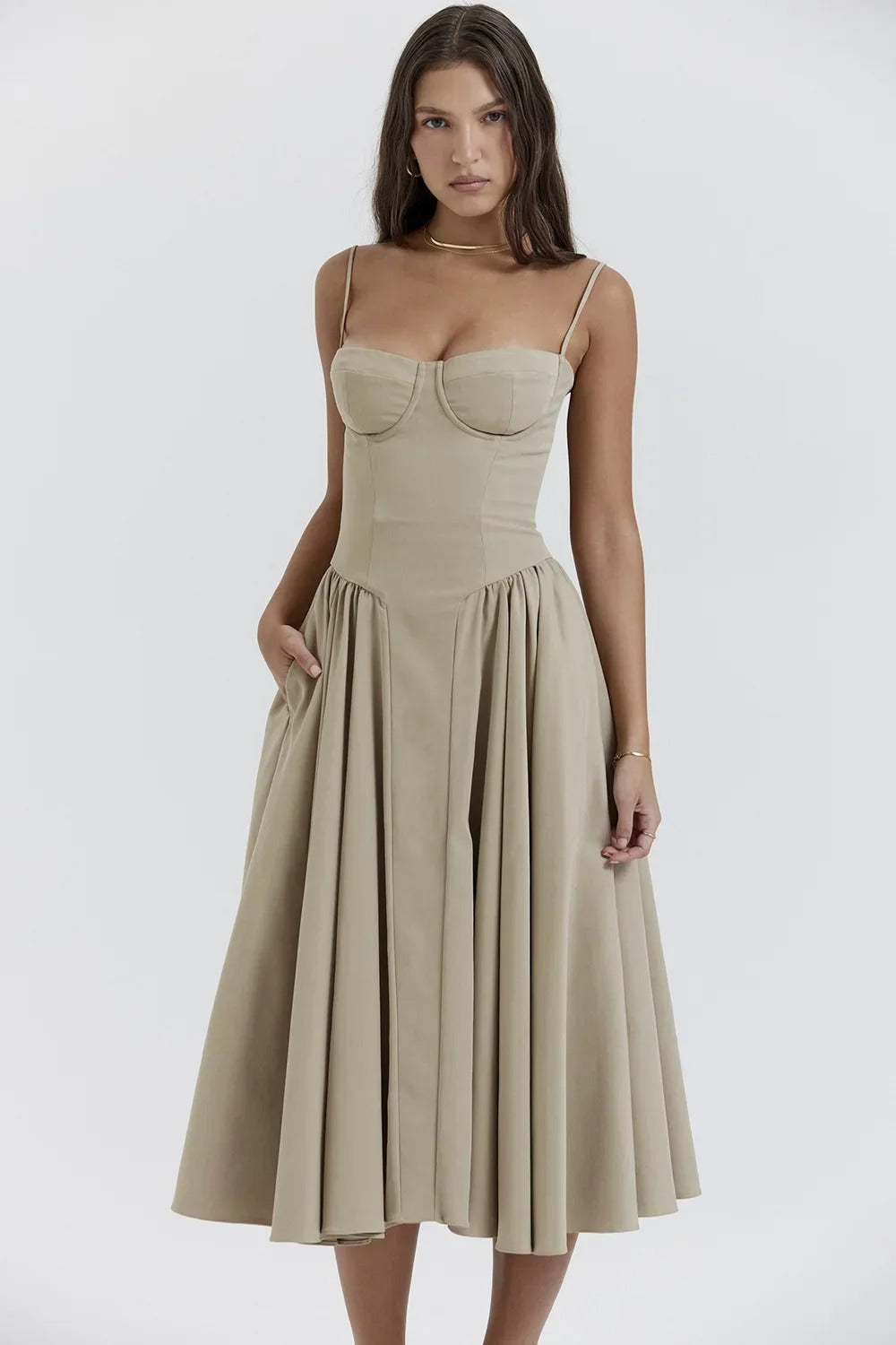 Sigrid | Midi Length Sleeveless Bustier Dress