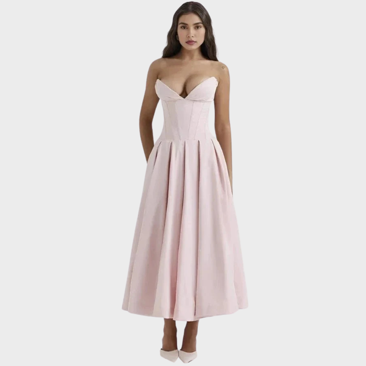 Elegante vestido midi feminino