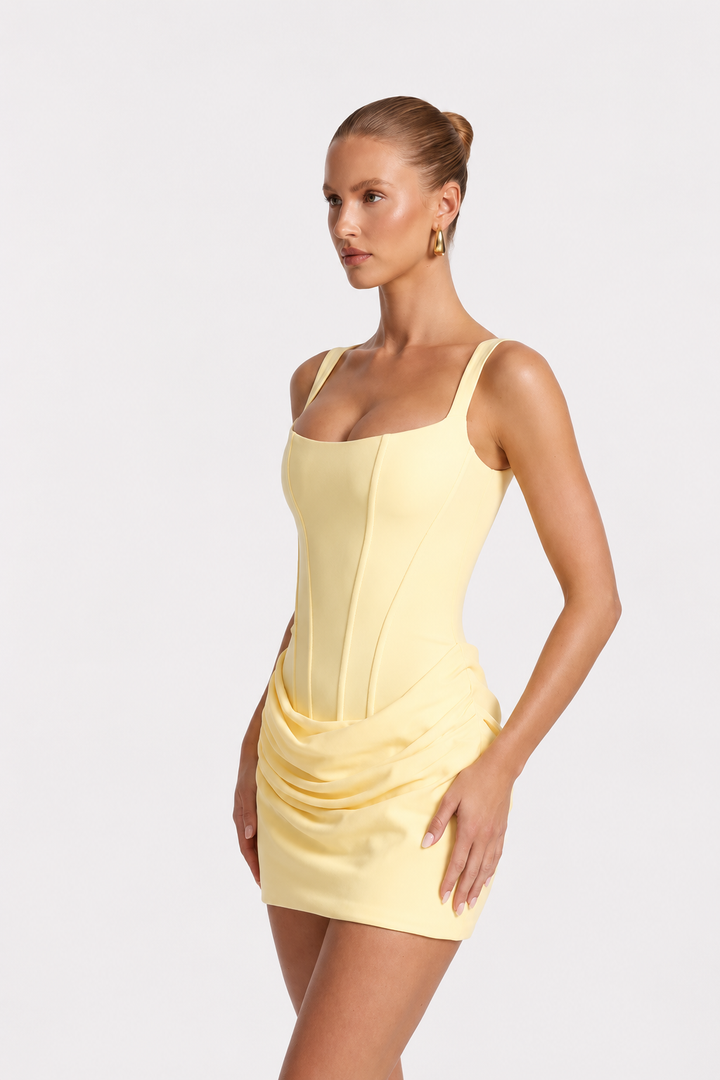 Mini Vestido Corset com Detalhes Drapeados