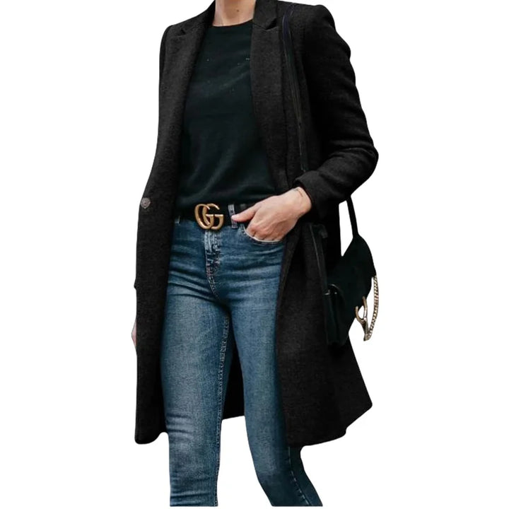 Trench Coat de Outono Feminino – Confortável Mistura de Lã para Estilosas Camadas
