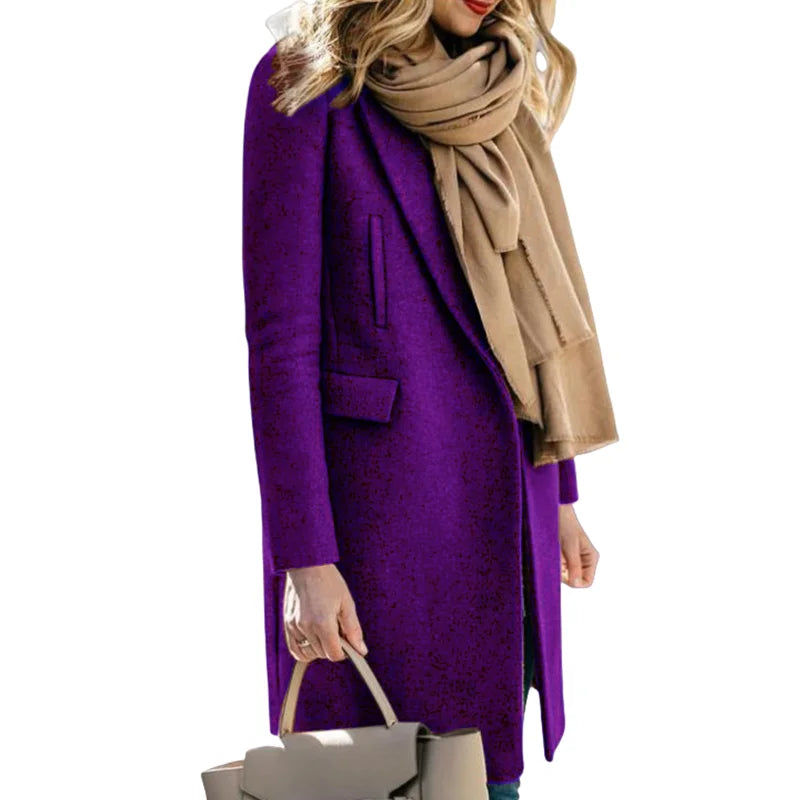 Trench Coat de Outono Feminino – Confortável Mistura de Lã para Estilosas Camadas
