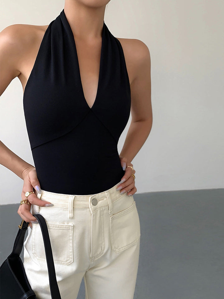Blusa de Alças com Decote em V e Costas Descobertas