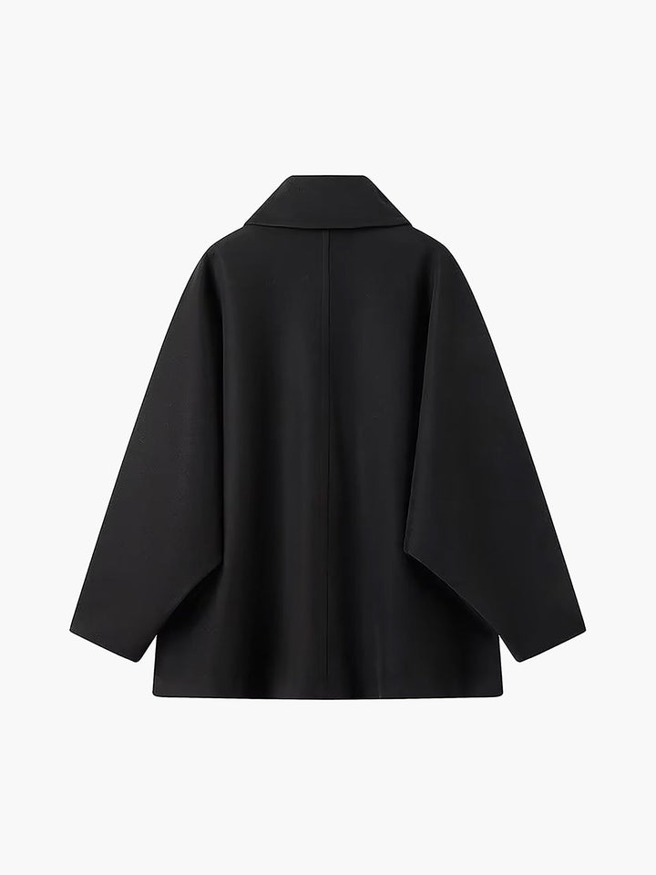 Casaco Oversized de Lã com Fecho de Botão