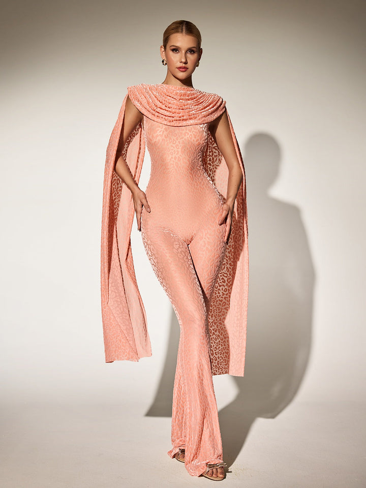 Draped Leopard Jumpsuit by Burdette