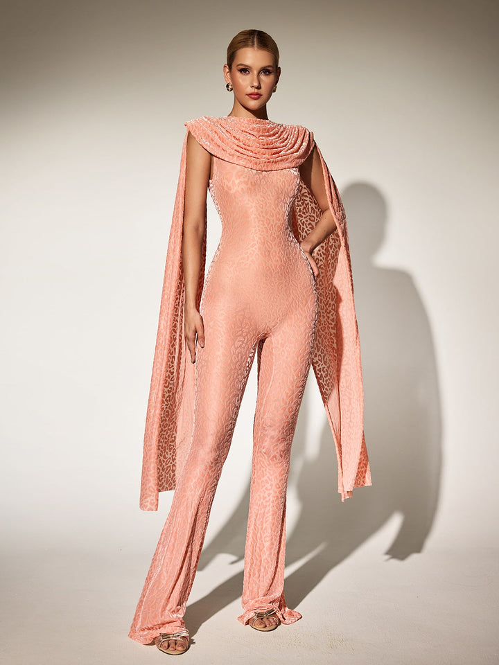 Draped Leopard Jumpsuit by Burdette