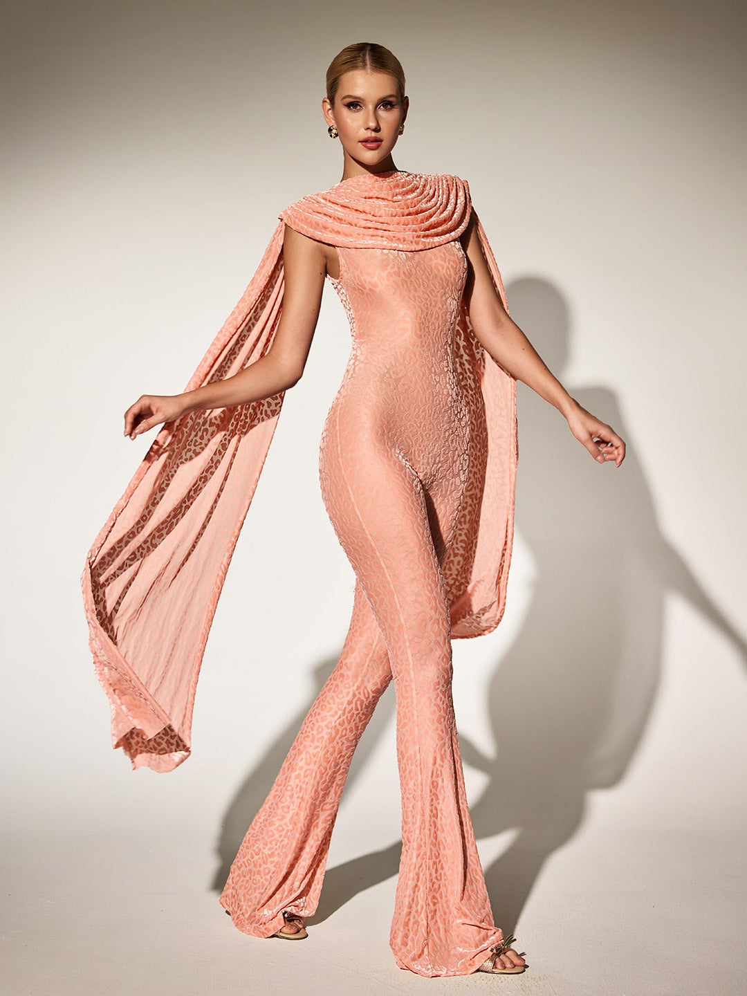 Draped Leopard Jumpsuit by Burdette