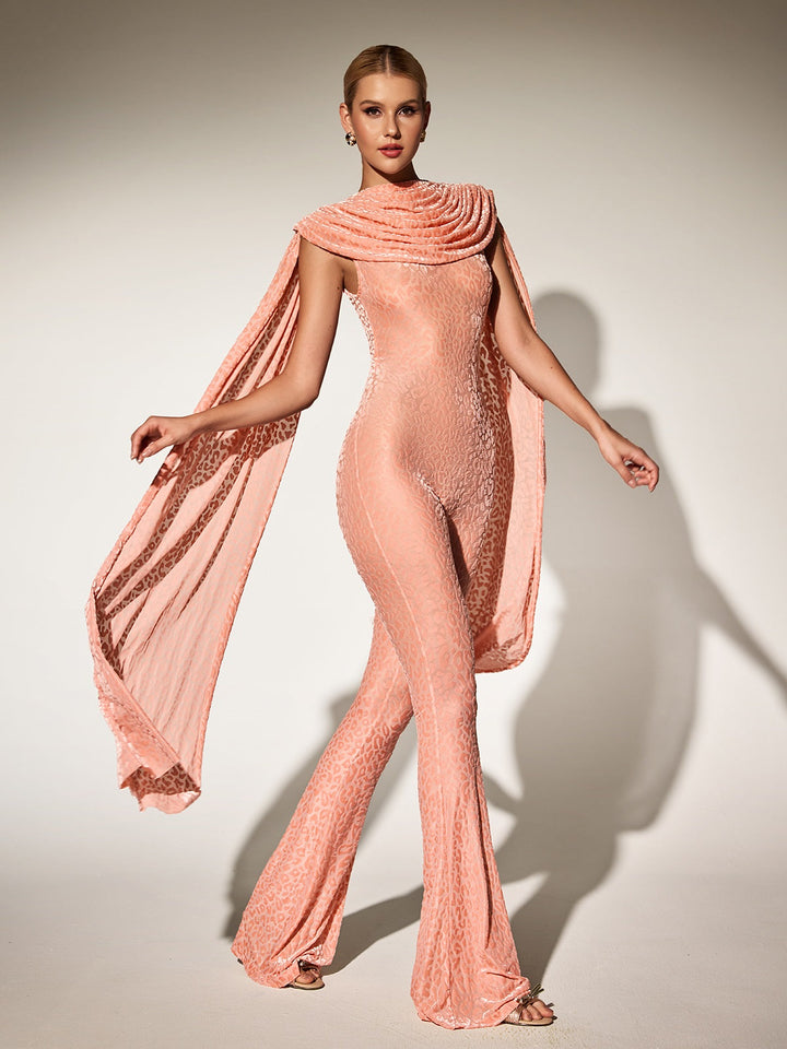 Draped Leopard Jumpsuit by Burdette