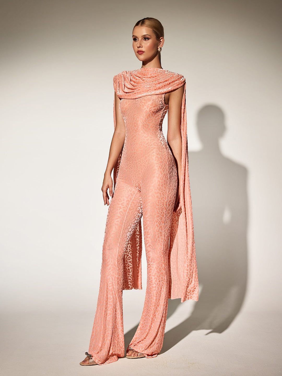 Draped Leopard Jumpsuit by Burdette