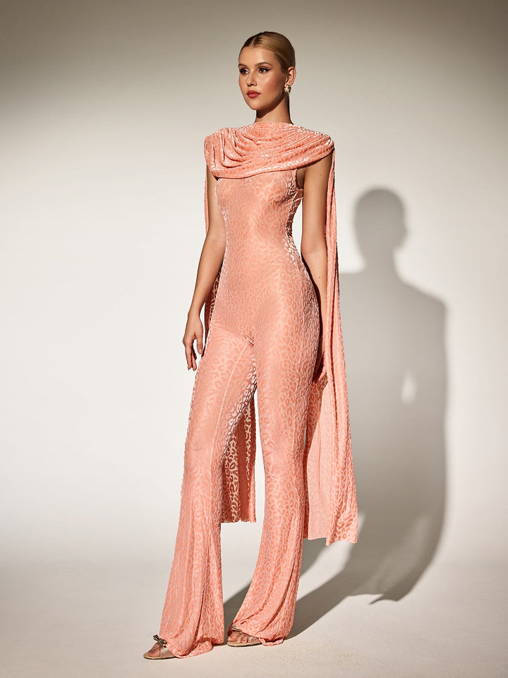 Draped Leopard Jumpsuit by Burdette