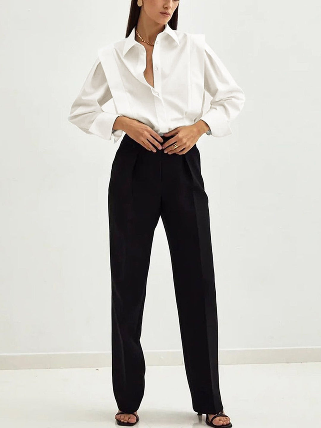 Camisa Estilo Quadrado com Fecho de Botão