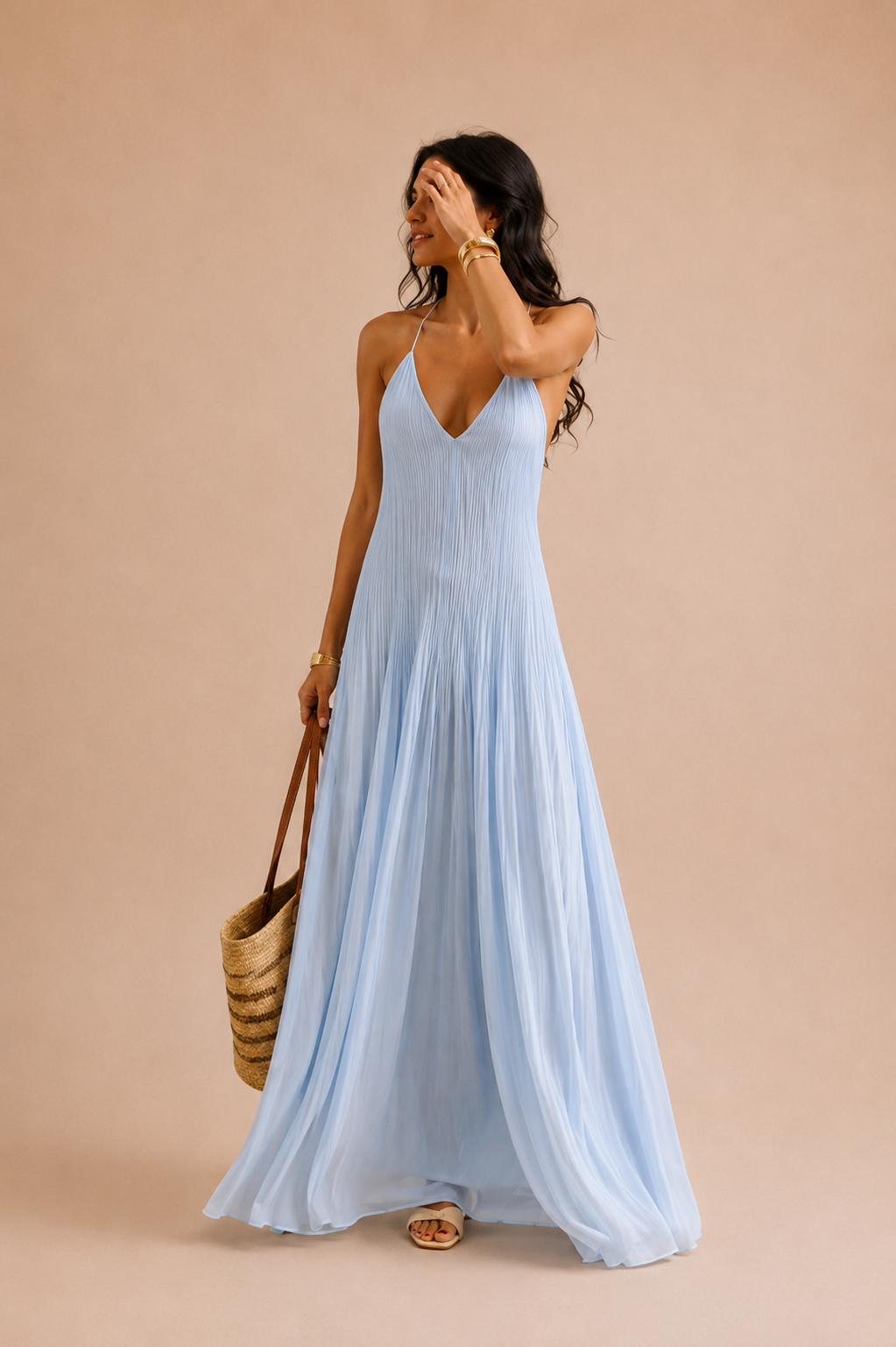 Almudena | Vestido Sem Mangas Elegante com Costas Expostas