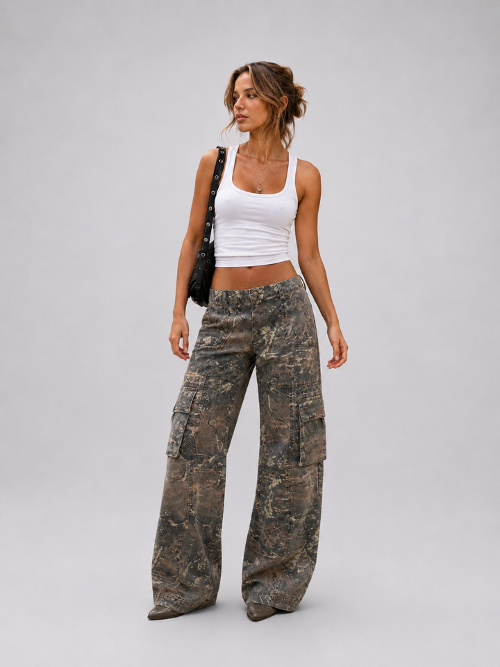 Calças Cargo Camufladas com Bolsos Funcionais