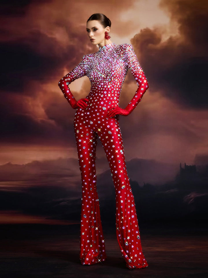 Macacão Chizu em Rede Diamante Vermelho