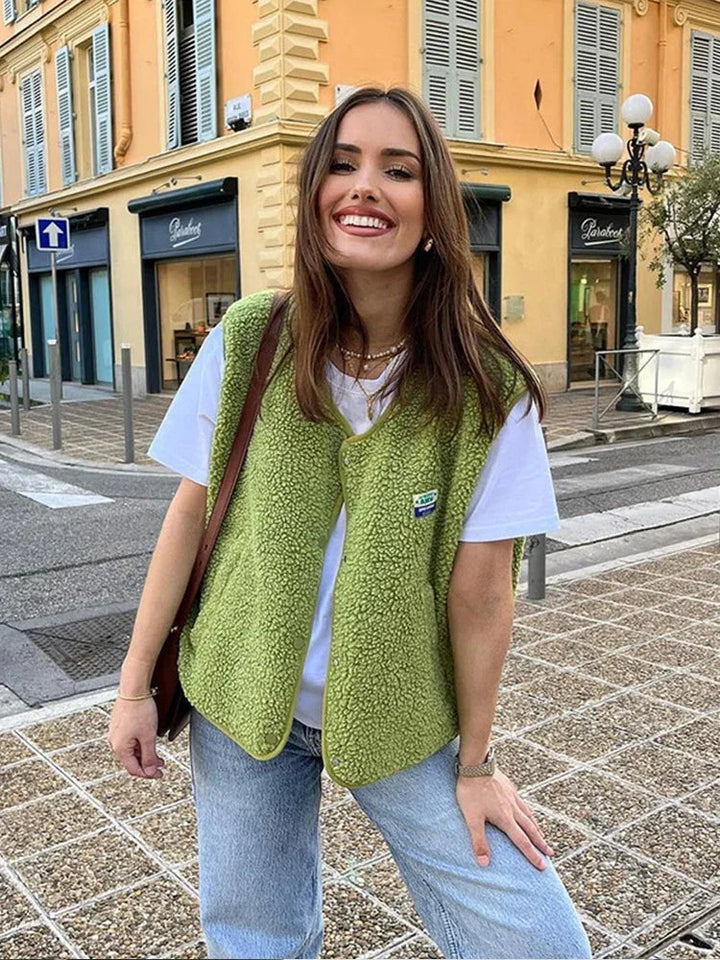 Colete Casual de Fleece Feminino