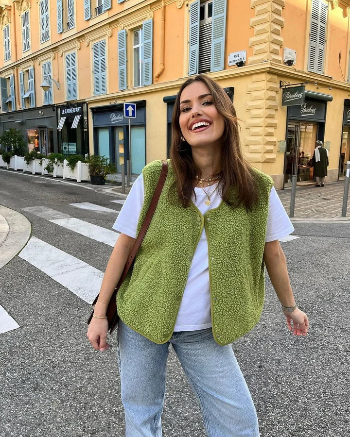 Colete Casual de Fleece Feminino